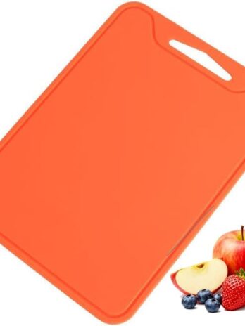 rms silicone cutting board – 8.6" x 11.8" bpa free flexible kitchen chopping board for meat, vegetables & fruit – dishwasher safe (orange)