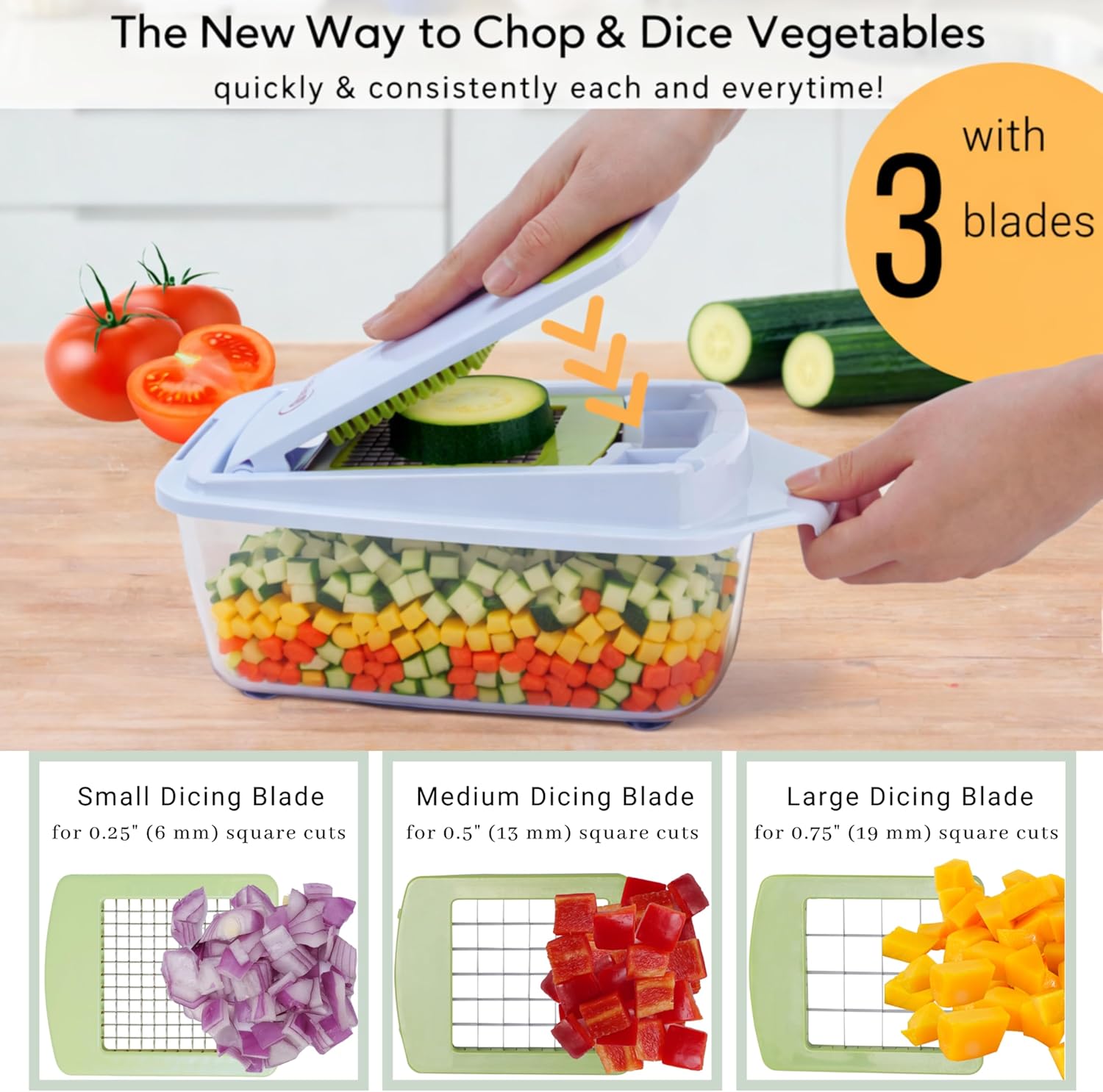 rms quickpush food chopper br qp 02 – heavy duty vegetable fruit dicer with 3 blades & lid – 200% larger container rms quickpush food chopper br qp 02 – heavy duty vegetable fruit dicer with 3 blades & lid – 200% larger container
