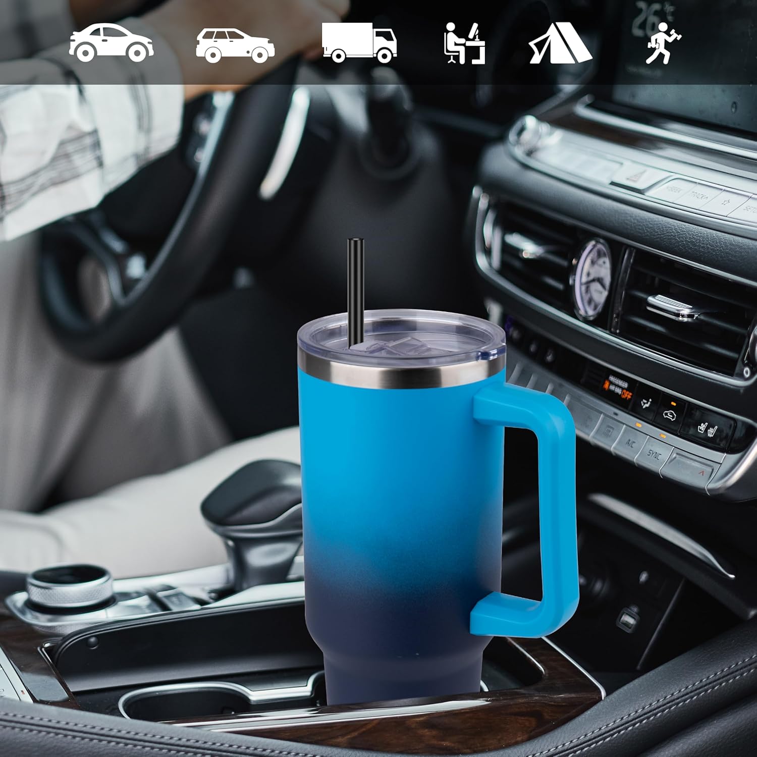 rms 40 oz tumbler with handle and straw, stainless steel tumbler with lid and straw, reusable vacuum insulated cup, travel coffee mug, blue gradient rms 40 oz tumbler with handle and straw, stainless steel tumbler with lid and straw, reusable vacuum insulated cup, travel coffee mug, blue gradient