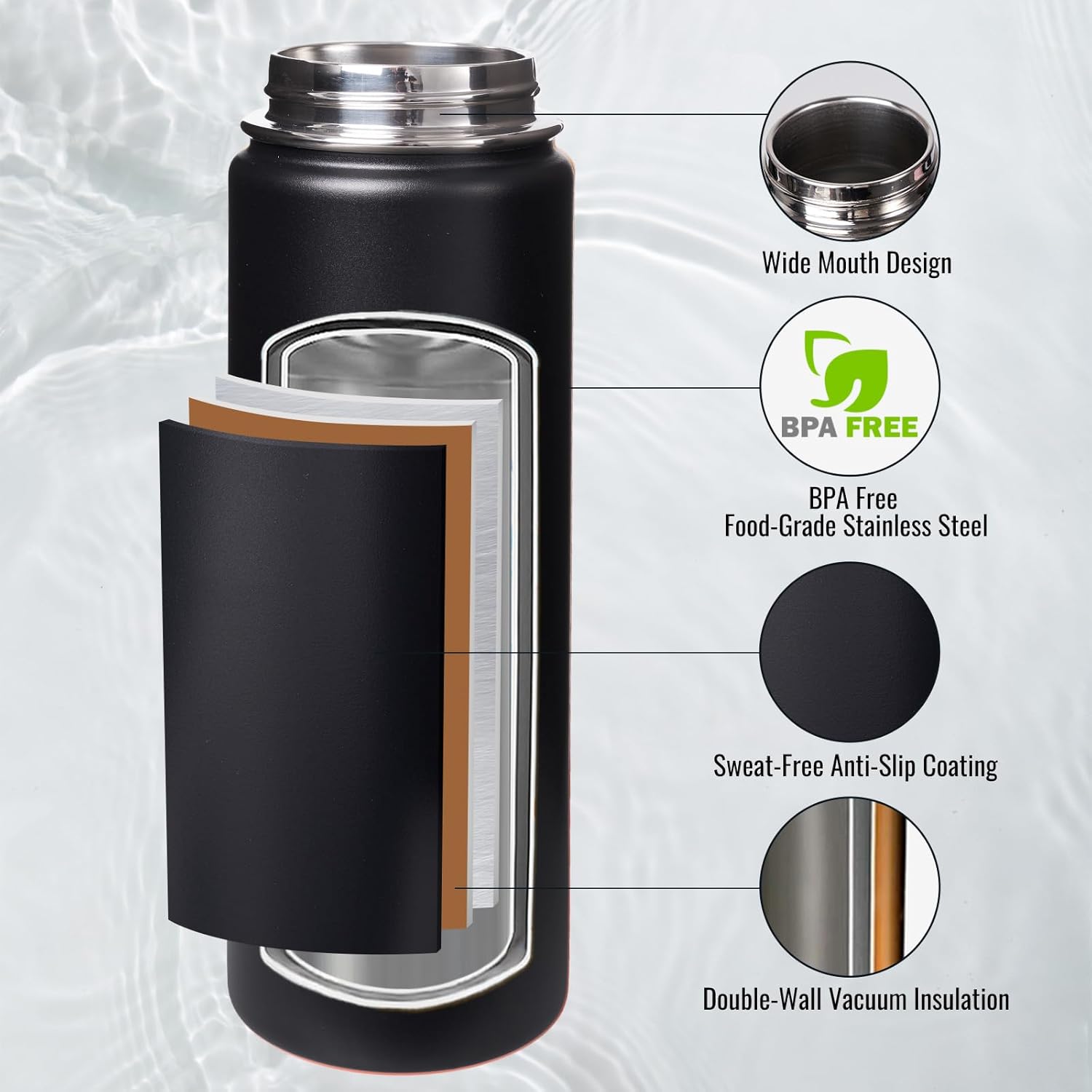 rms 6. 24 oz insulated water bottle with handle, 304 stainless steel vacuum water bottle, double wall, wide mouth, bpa free, keeps cold & hot – black sports water bottle rms 6. 24 oz insulated water bottle with handle, 304 stainless steel vacuum water bottle, double wall, wide mouth, bpa free, keeps cold & hot – black sports water bottle