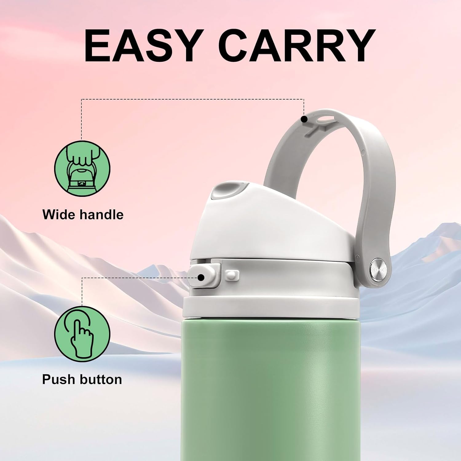 rms 24 oz insulated water bottle with straw – 2 in 1 lid, leak proof, keeps cold all day – green rms 24 oz insulated water bottle with straw – 2 in 1 lid, leak proof, keeps cold all day – green